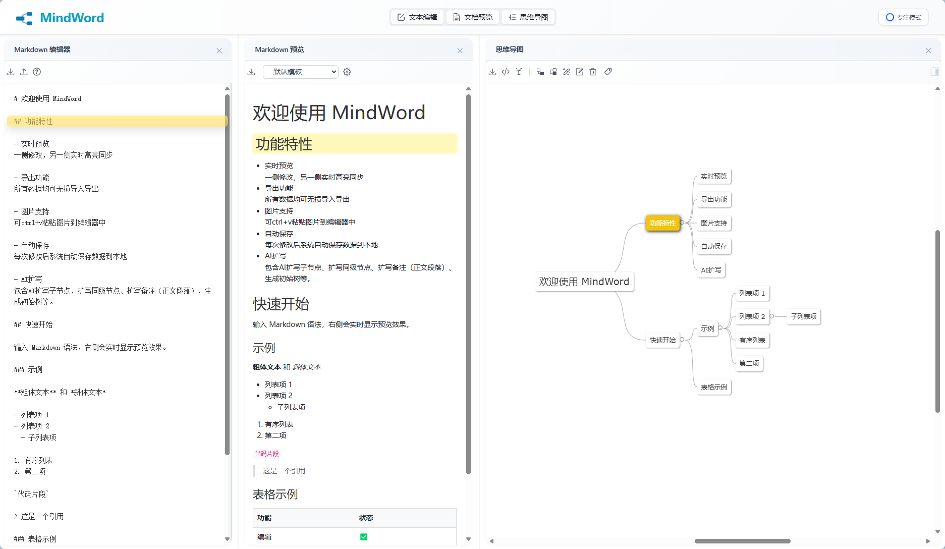MindWord产品界面展示